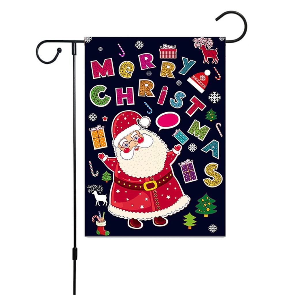 Christmas Garden Flag with Santa Claus & Snowman - Indoor Outdoor Holiday Decor for Home, Yard, and Winter Season | Perfect for Front Porch, Lawn, and Seasonal Celebrations