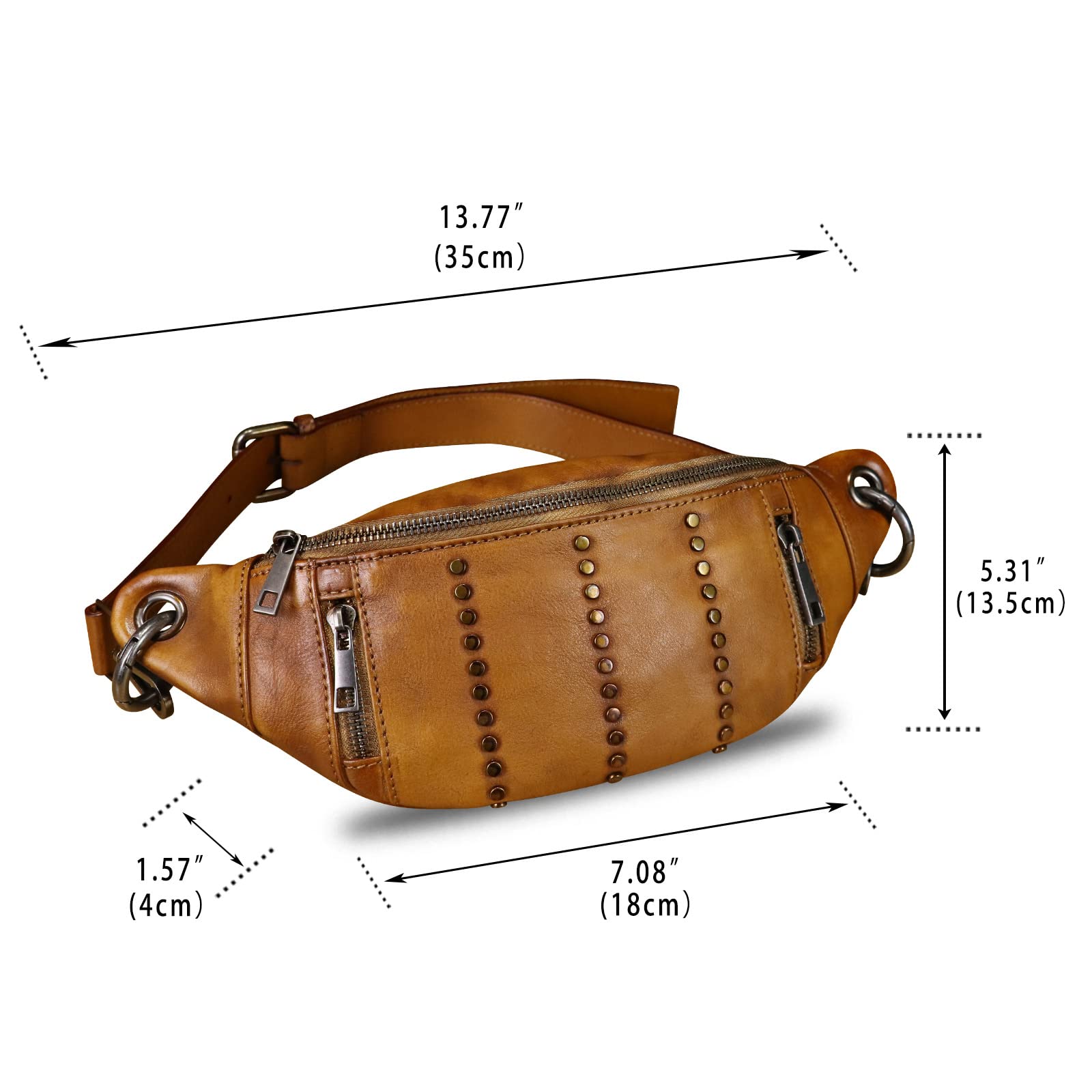 Genuine Leather Fanny Pack for Women - Vintage Real Leather Waist Bag - Fashion Hip Bag - Crossbody Purse - Perfect for Travel, Hiking, Concerts & Everyday Use