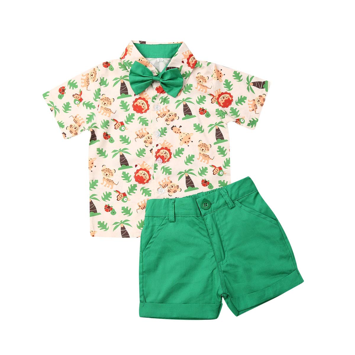 Toddler Boys Summer Outfits - Short Sleeve Button Down Shirt & Shorts Set | Cute Print Cotton Clothes for Baby Boys | Perfect for Playdates, Beach Trips & Summer Activities