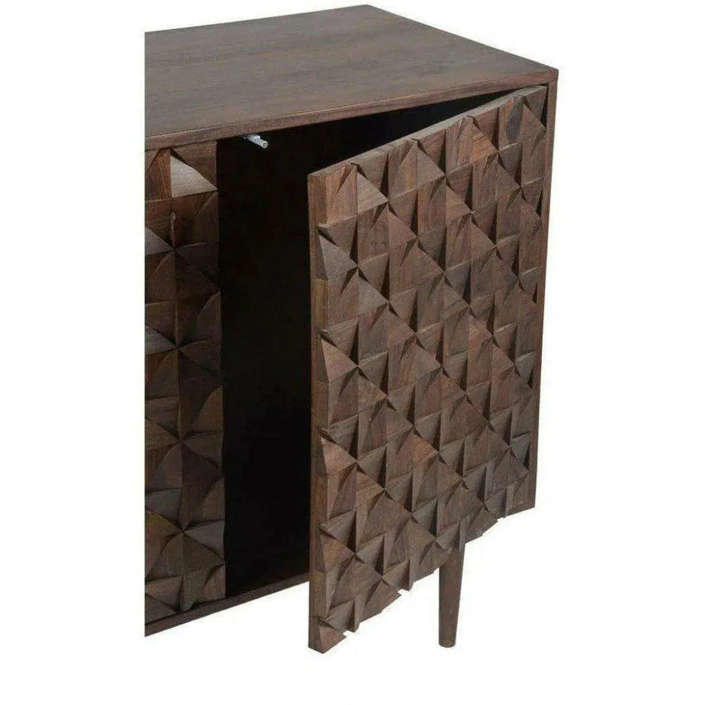 58 Inch 3-Door Brown Mid-Century Modern Sideboard Buffet Cabinet - Perfect for Dining Room Storage, Living Room Display & Entryway Organization
