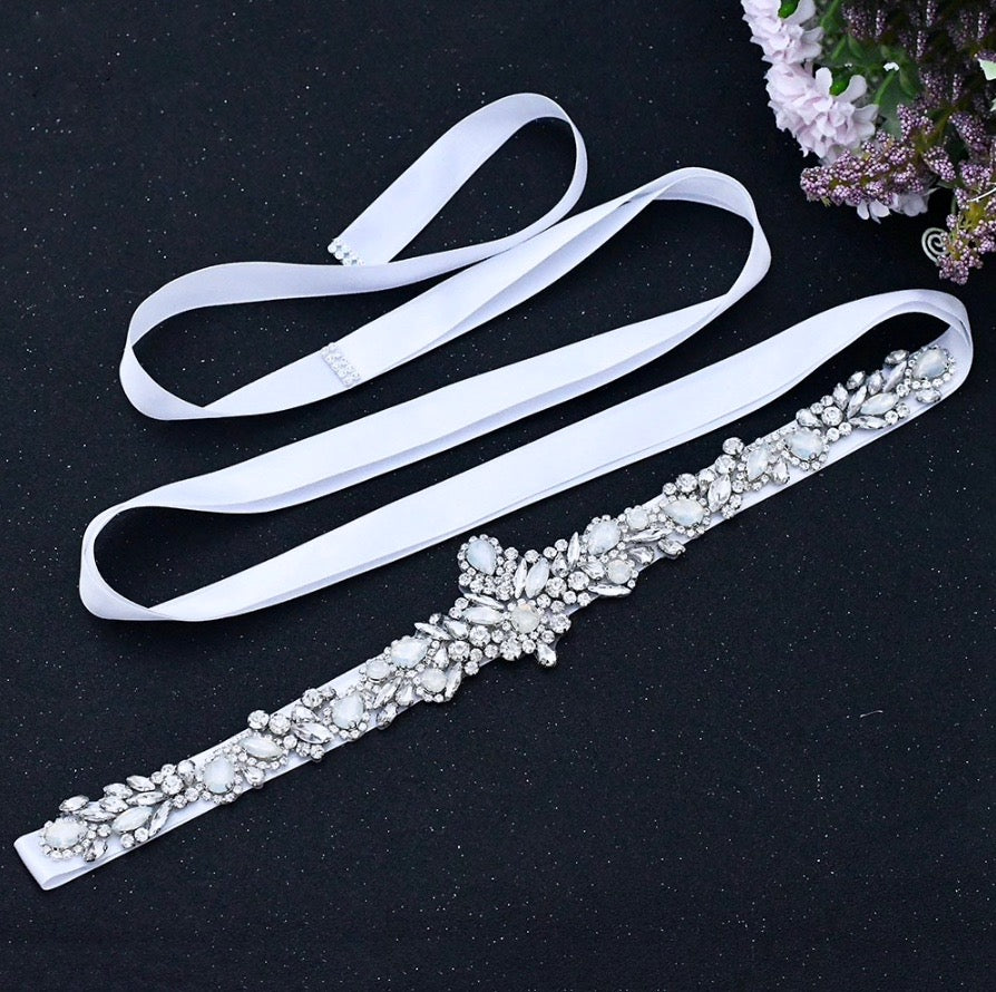 Swarovski Opal Bridal Belt - Elegant Wedding Sash for Brides, Bridesmaids & Prom - Perfect for Weddings, Formal Events & Special Occasions
