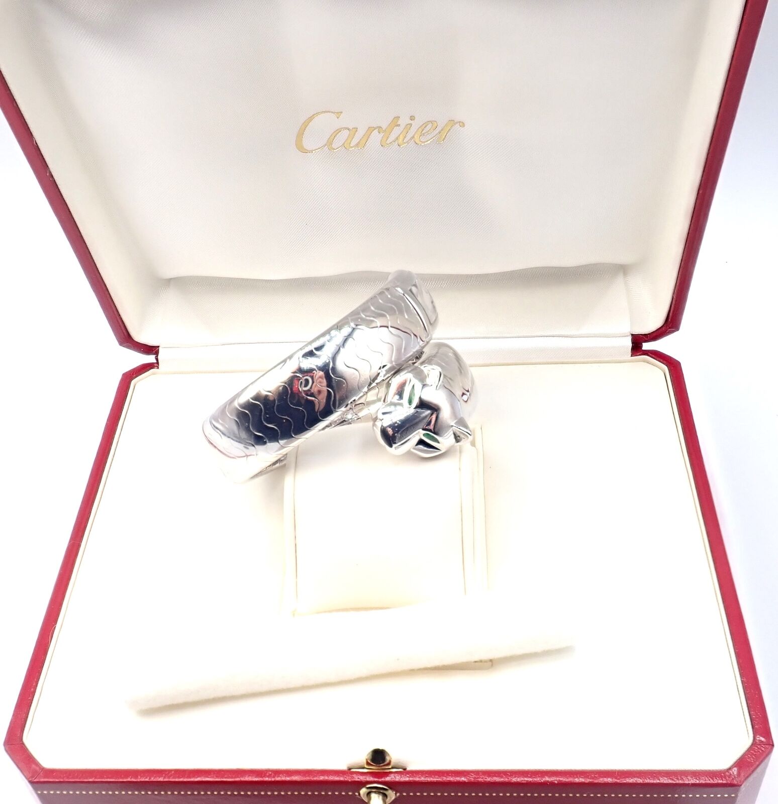 Cartier Panther Panthere 18K White Gold Lakarda Bangle Bracelet Watch - Luxury Women's Jewelry for Special Occasions & Formal Events