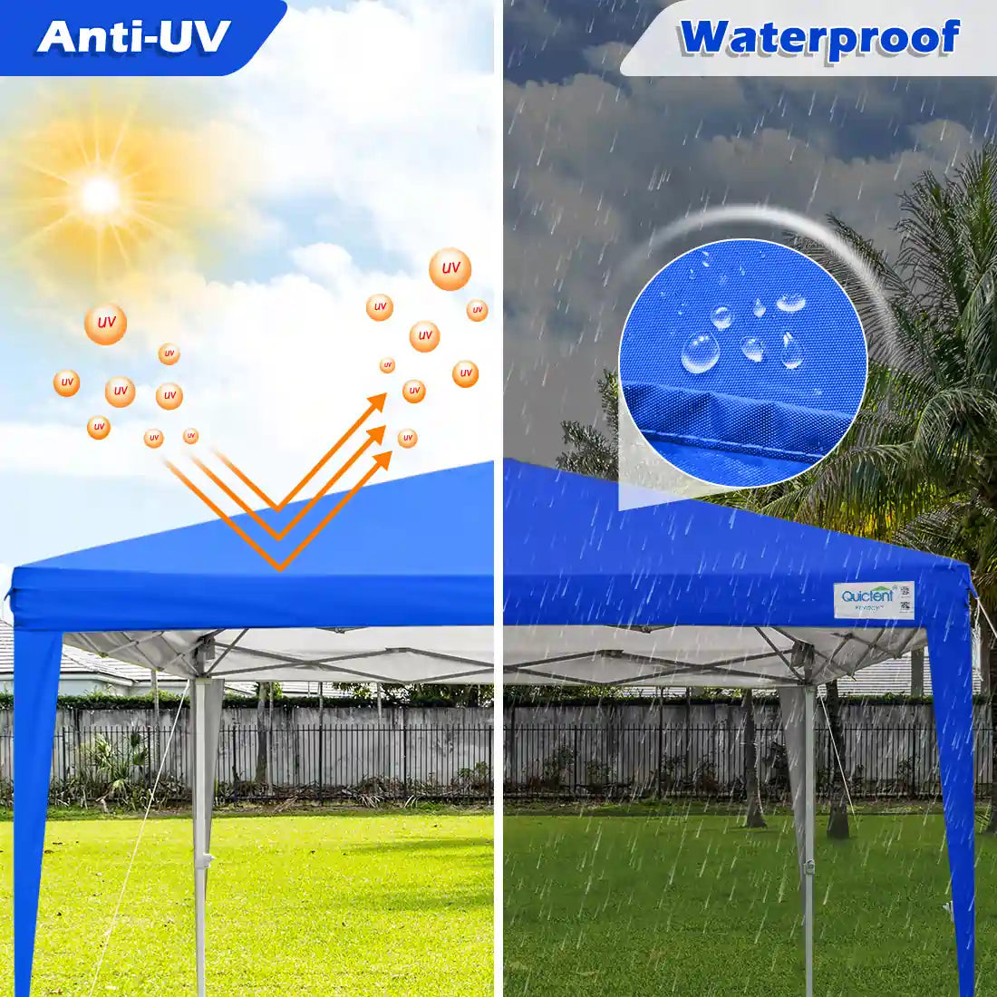 10' x 10' Instant Pop Up Canopy Tent with No Side Walls - Portable Outdoor Shelter for Camping, Beach, Picnics & Backyard Parties