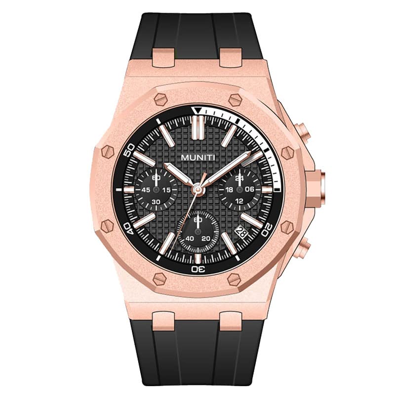 Stylish MUNITI Quartz Watch for Men & Women - Silicone Strap Chronograph Military Sport Watch with Auto Date - Perfect for Casual, Office & Outdoor Activities