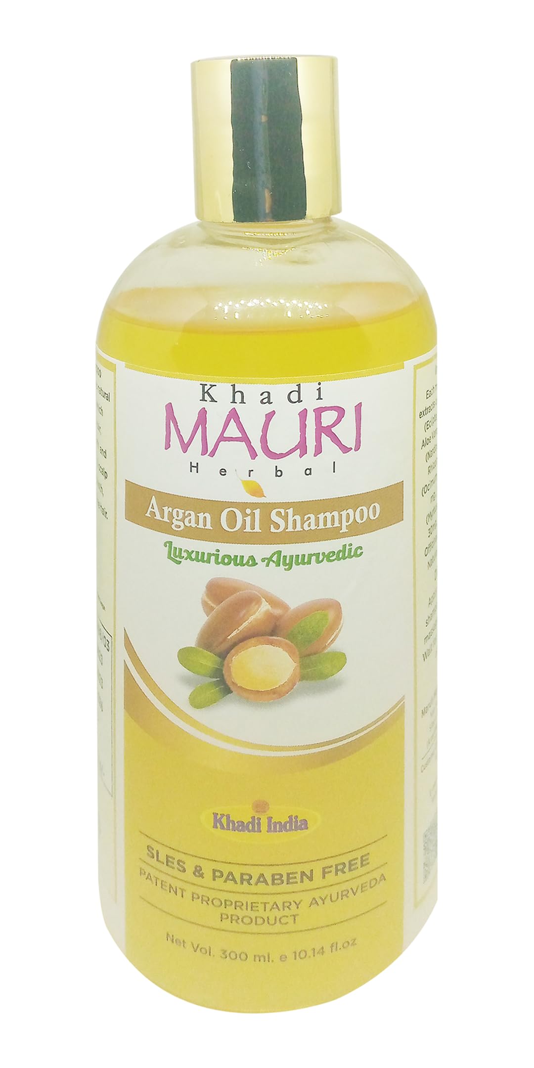 Khadi Mauri Herbal Argan Oil Shampoo with Amla, Bhringraj & Aloe Vera - Promotes Hair Growth & Thickness for Men & Women - 300ml Daily Nourishing Hair Care - Perfect for Dry, Damaged Hair & Scalp Health