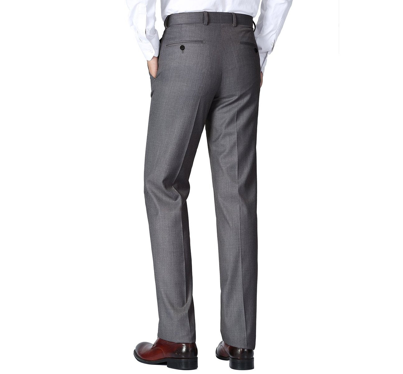 Renoir Men's Alessandro Vitello Dark Grey Wool Suit Pants - Flat Front, Regular Fit (Style 508-3) for Business, Office & Formal Occasions