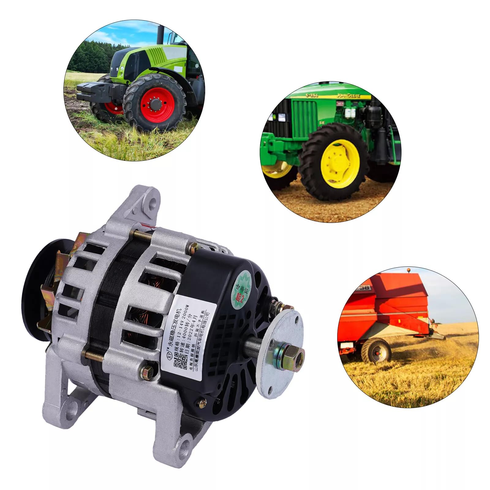2000W 12V Permanent Magnet Synchronous Generator - Low RPM PMA Alternator for Tractors & Agricultural Vehicles - DC Power Generator 4000rpm - Perfect for Off-Grid Charging, Lighting & Farm Equipment Power Supply