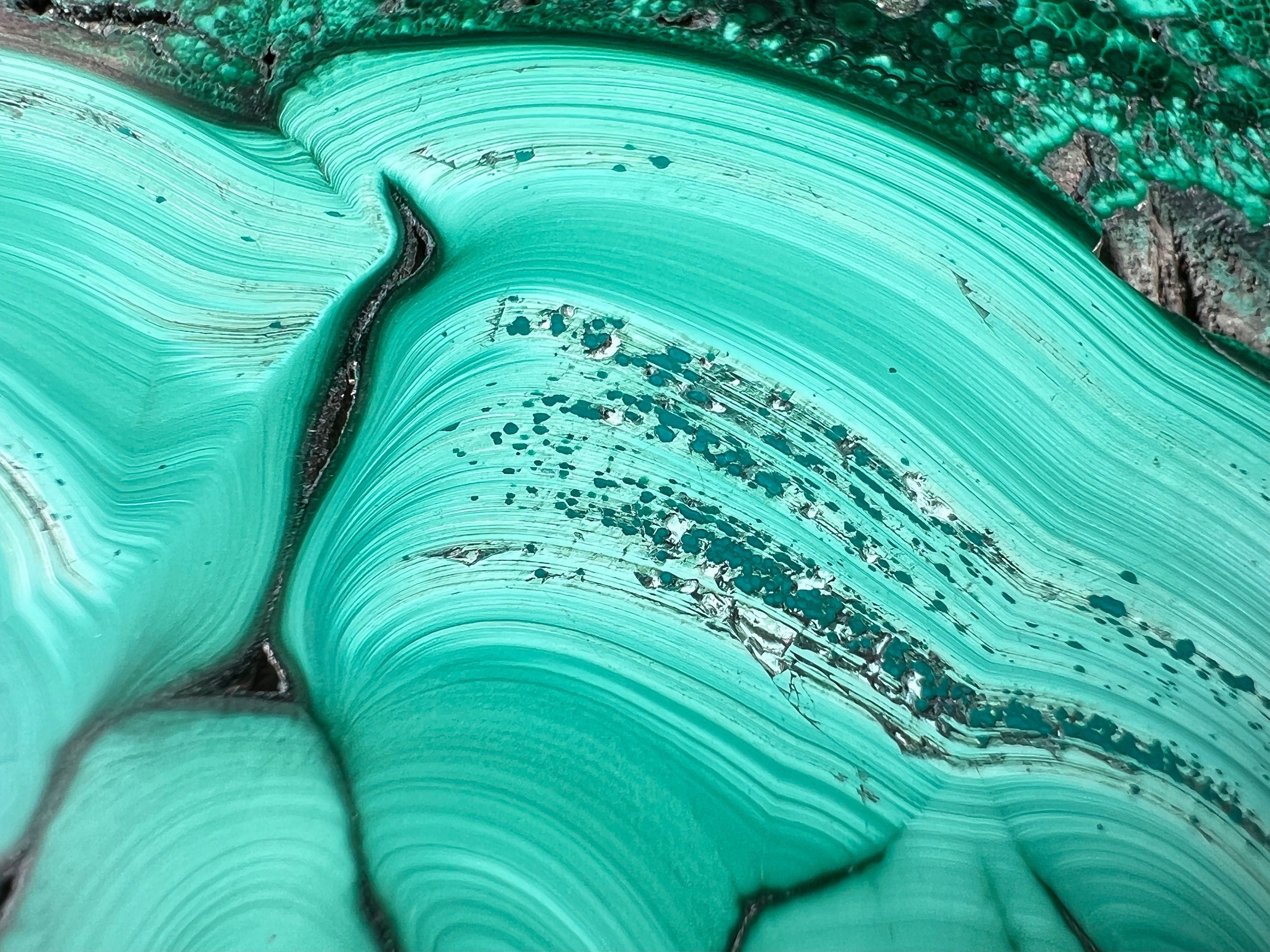 Natural Green Malachite Crystal Slab - Premium Stone for Jewelry Making, Unique Handcrafted Gifts & Elegant Home Decor (50445) | Perfect for DIY Crafts, Meditation Spaces & Luxury Interior Design
