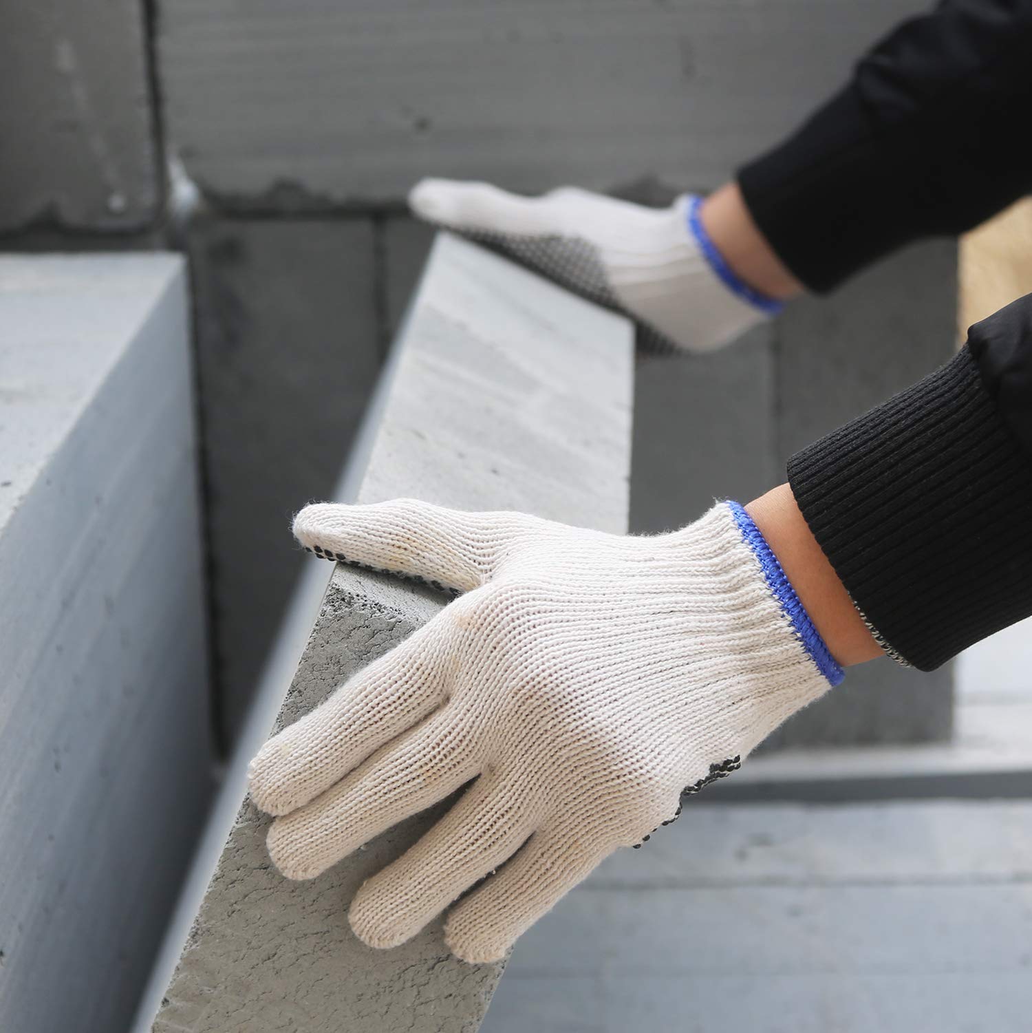 Evridwear 12-Pair Cotton Polyester Work Gloves with Grip Dots - Safety Protection for Painting, Mechanics, Construction, Gardening & Warehouse - Durable Knit Shell Gloves for Men (Medium Size) - Ideal for DIY Projects, Home Repairs & Heavy-Duty Work