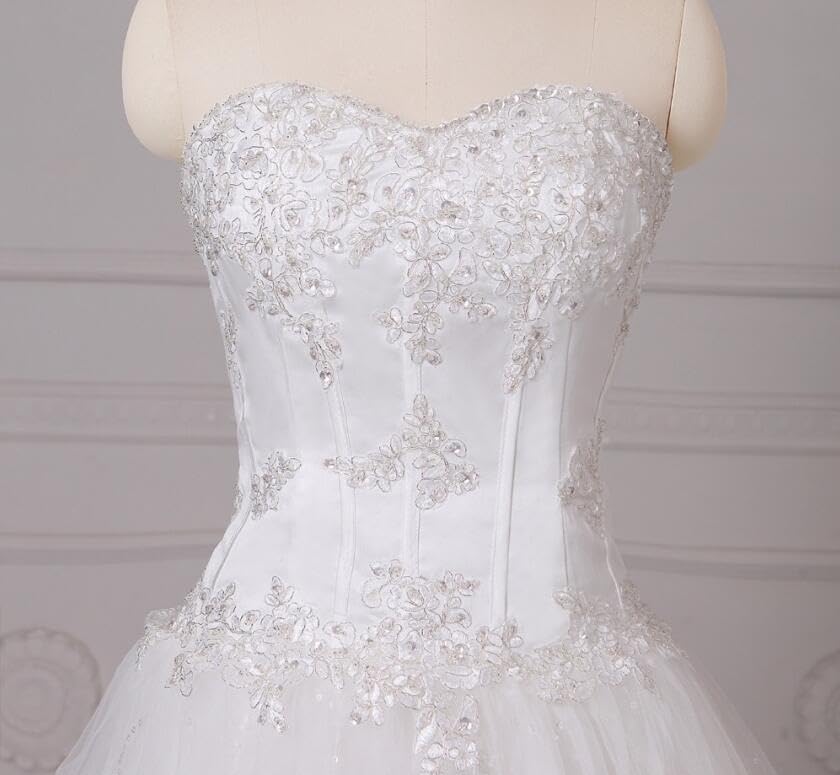 Sweetheart Neckline Backless Beaded Wedding Dress for Bride - Corset Applique Tulle Ball Gown for Evening, Prom & Special Occasions