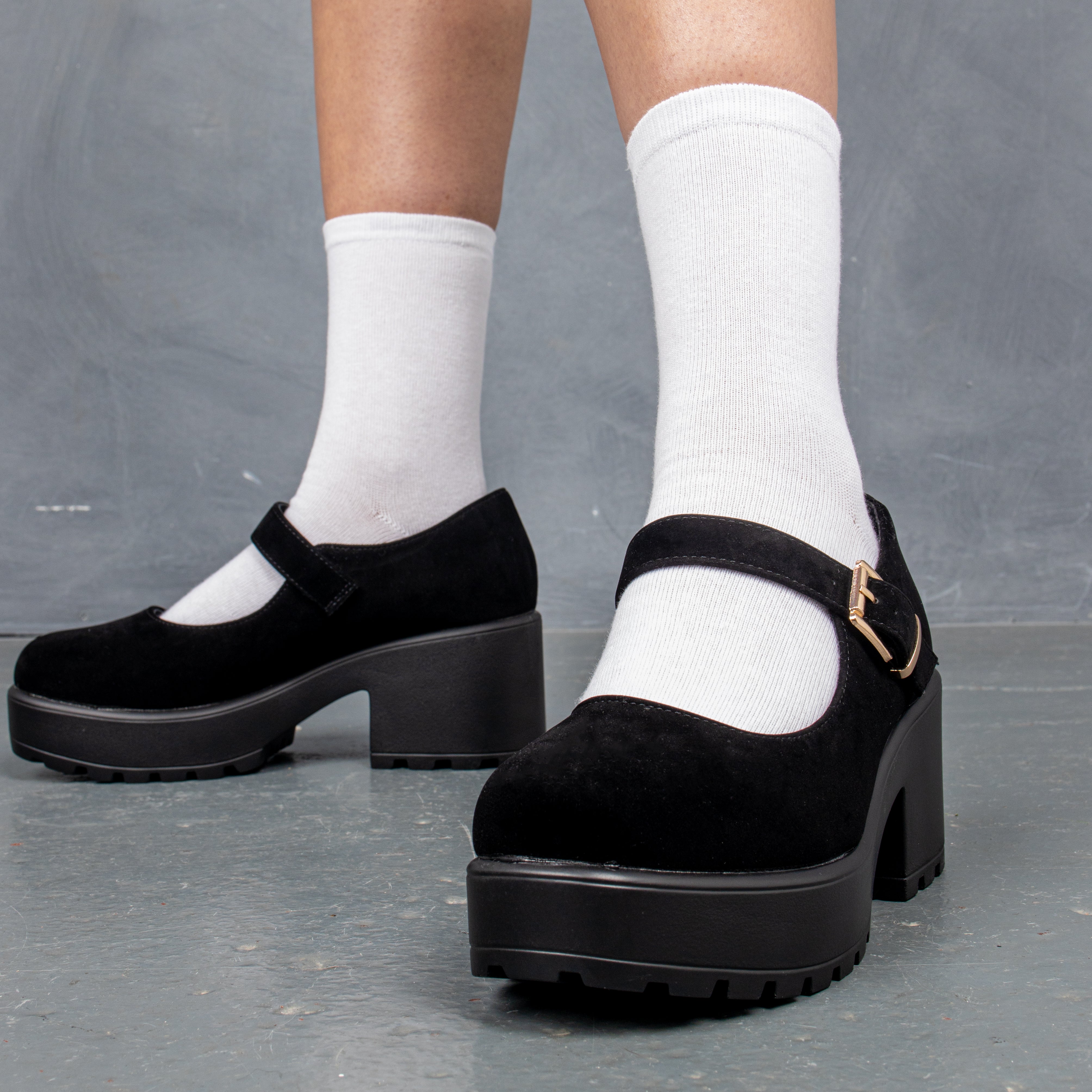 TIRA Black Mary Jane Shoes for Women - Suede Edition | Comfortable & Stylish Flats for Work, Office, and Casual Wear