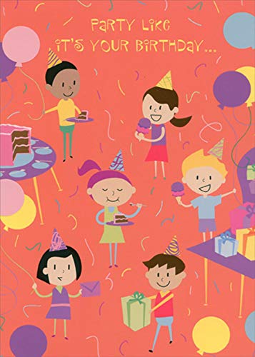 Fun Kids Birthday Card - Ice Cream & Cake Design - Perfect for Children's Parties & Celebrations | Cute Juvenile Greeting Card for Boys & Girls