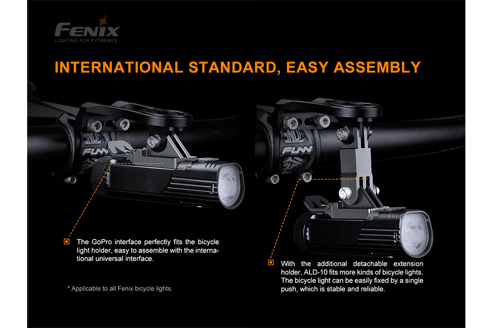 Fenix ALD 10 Universal Bike Light Mount with GoPro Adapter - Perfect for Cycling, Night Riding & Outdoor Adventures