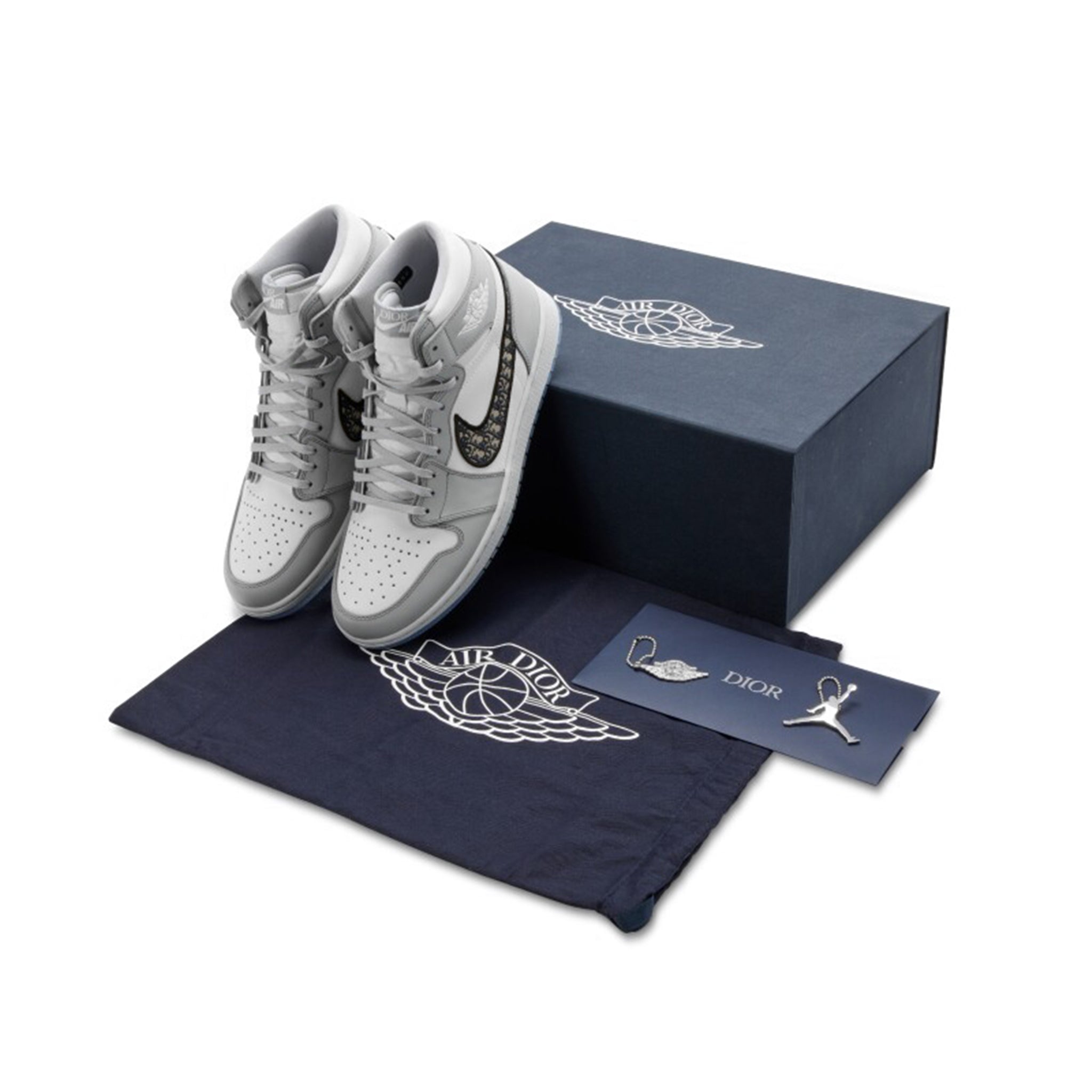 Dior x Air Jordan 1 High OG Grey Sneakers - Limited Edition Luxury Basketball Shoes for Men & Women | Perfect for Streetwear Fashion, Sneaker Collecting, and Special Occasions