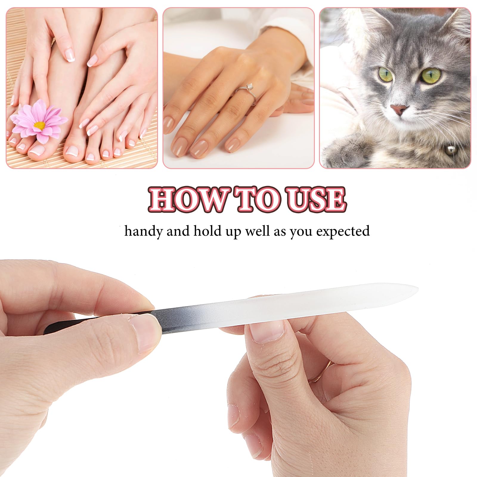 Grevosea 3 Pack Glass Nail Files with Case - Double Sided Crystal Nail Files for Natural Nails, Professional Manicure & Nail Care - Perfect Gift for Women, Christmas Stocking Stuffers - Use for Home, Salon, Travel & DIY Nail Art