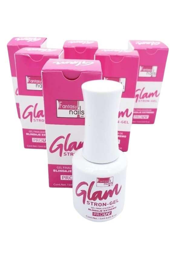 Fantasy Nails Glam Strong Gel Top Coat - 1 Fl Oz Non-Wipe Clear UV/LED Gel Polish - Long Lasting Shine for Manicures & Nail Art - Perfect for Salons, Home Use & Special Occasions