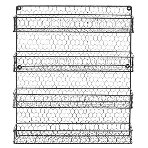 4-Tier Wall Mount Spice Rack Organizer - Hanging Spice Shelf for Kitchen Storage - Black Space-Saving Spice Holder for Pantry, Cabinet & Countertop Organization