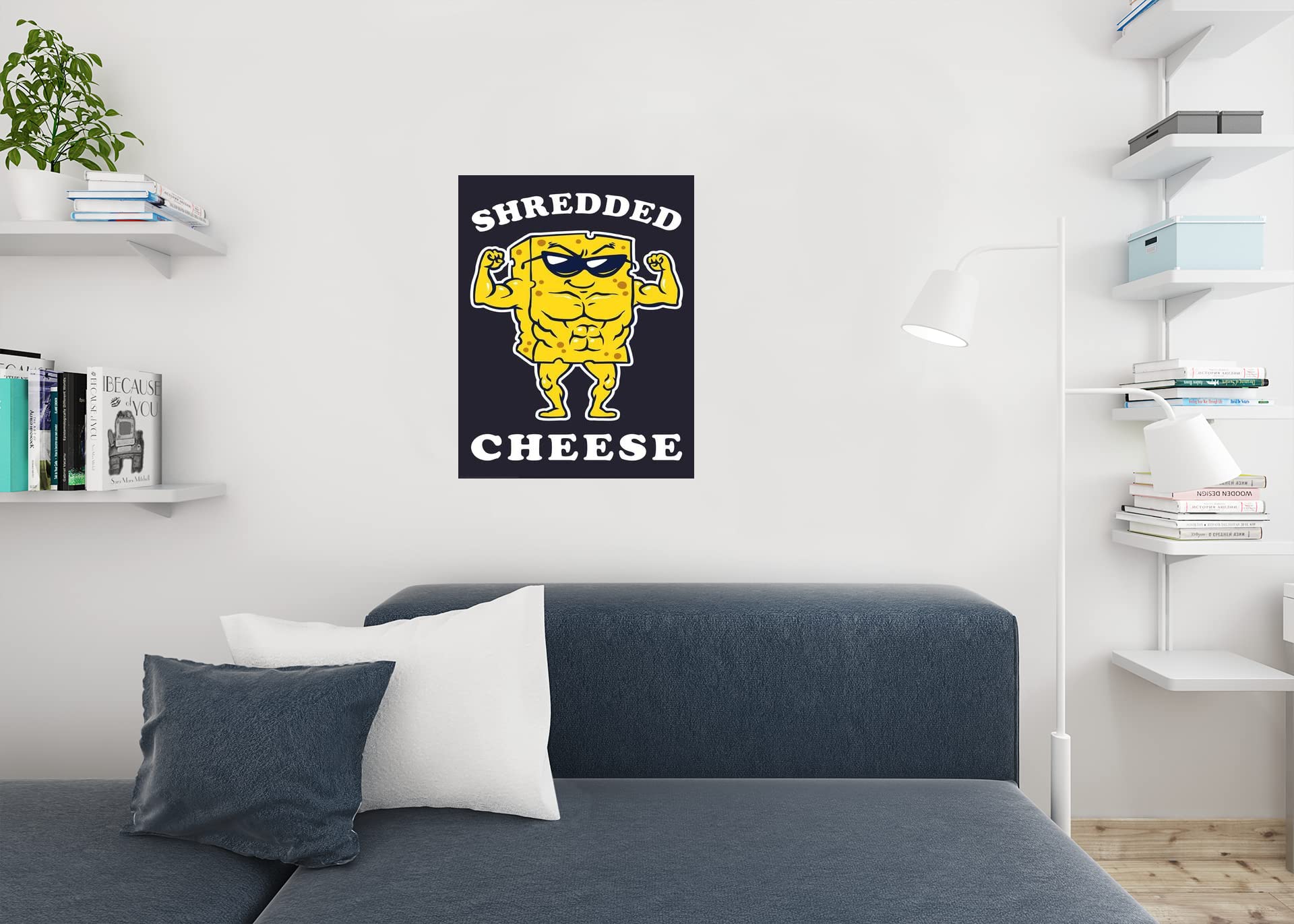 Funny Workout Motivation Shredded Cheese Wall Art Print Poster 24x36 - Perfect for Gym, Home & Office Decor
