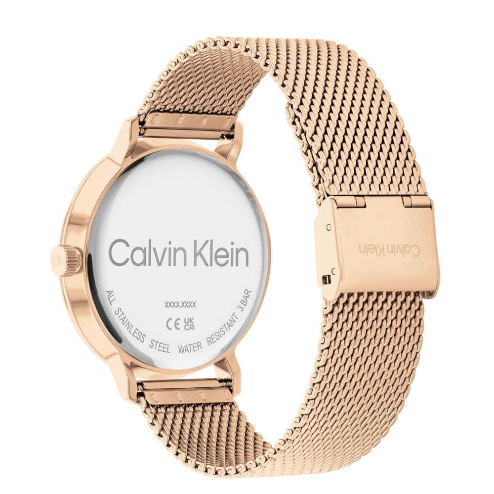 Calvin Klein Men's Watch with Blue Dial & Rose Gold Milanese Strap - Model 25200314 | Perfect for Business, Casual & Formal Occasions