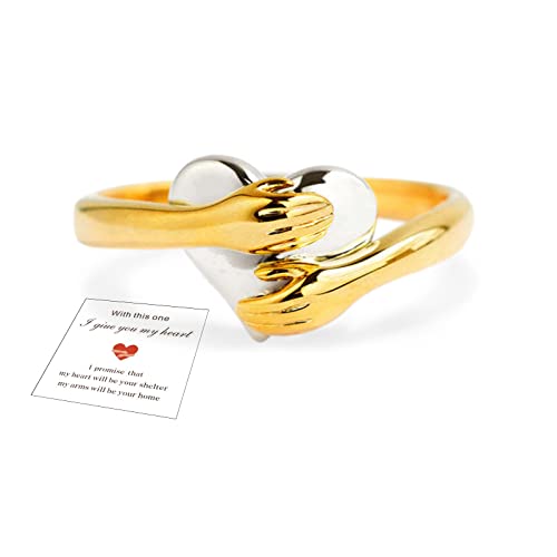1# Silver Heart Hug Rings