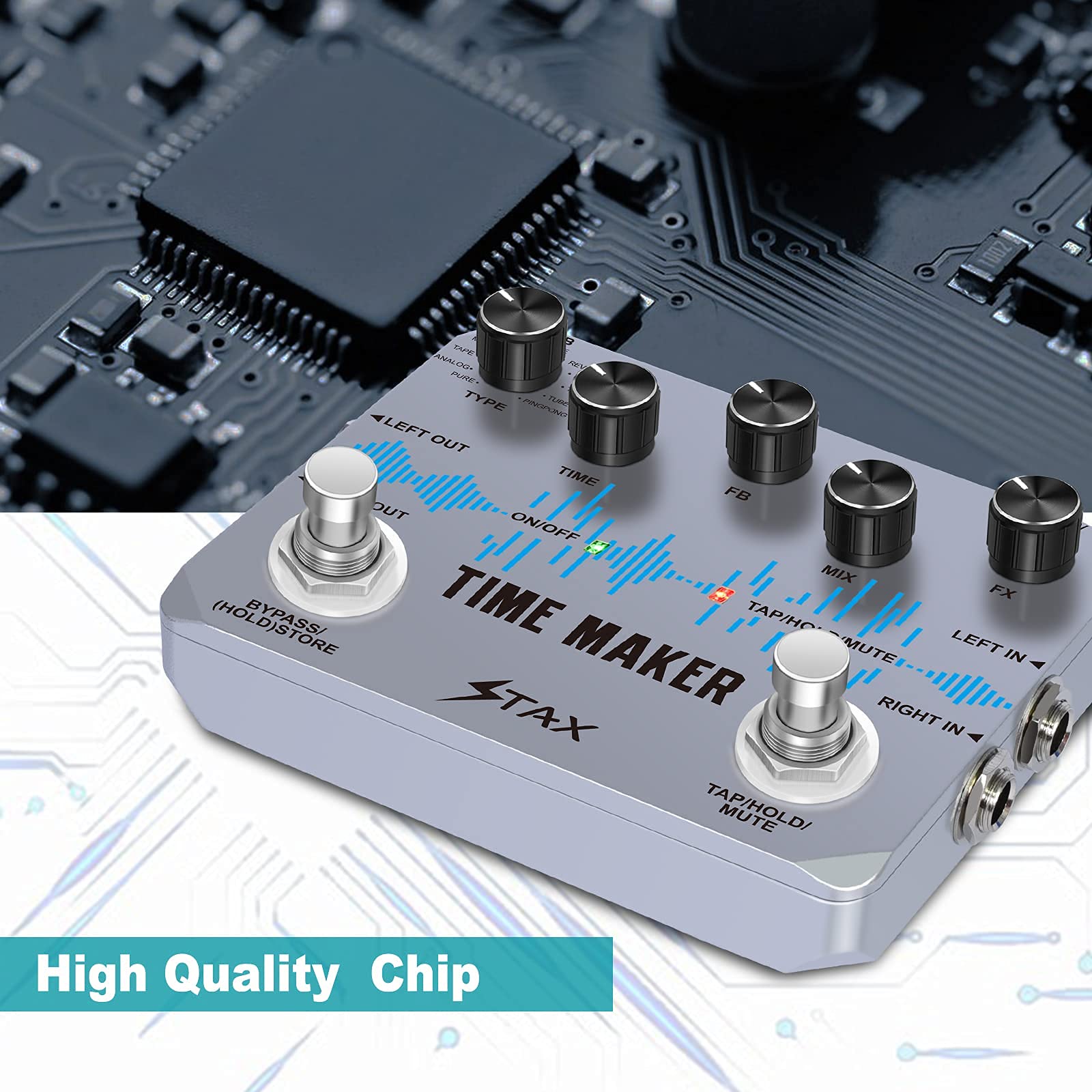 Stax Time Maker Guitar Delay Pedal - 11 Ultimate Delay Effects with Tap Tempo for Electric Guitarists | Perfect for Live Performances & Studio Recording