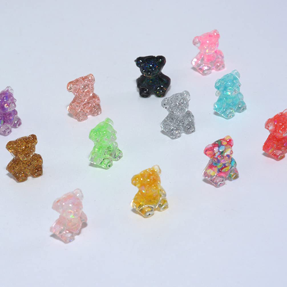 SOIMISS 100pcs Cute Symphony Bear Nail Art Gems - 3D Gummy Bear Rhinestones, Resin Nail Charms & Stickers for DIY Nail Decoration - Perfect for Parties, Weddings, and Salon Nail Designs