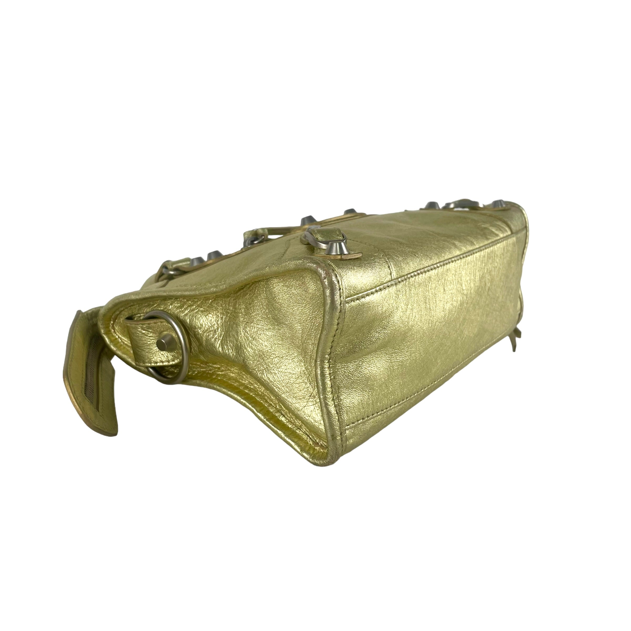 Balenciaga City Mini Gold Leather Crossbody Bag - Luxury Designer Handbag for Women | Perfect for Everyday Use, Travel & Night Out