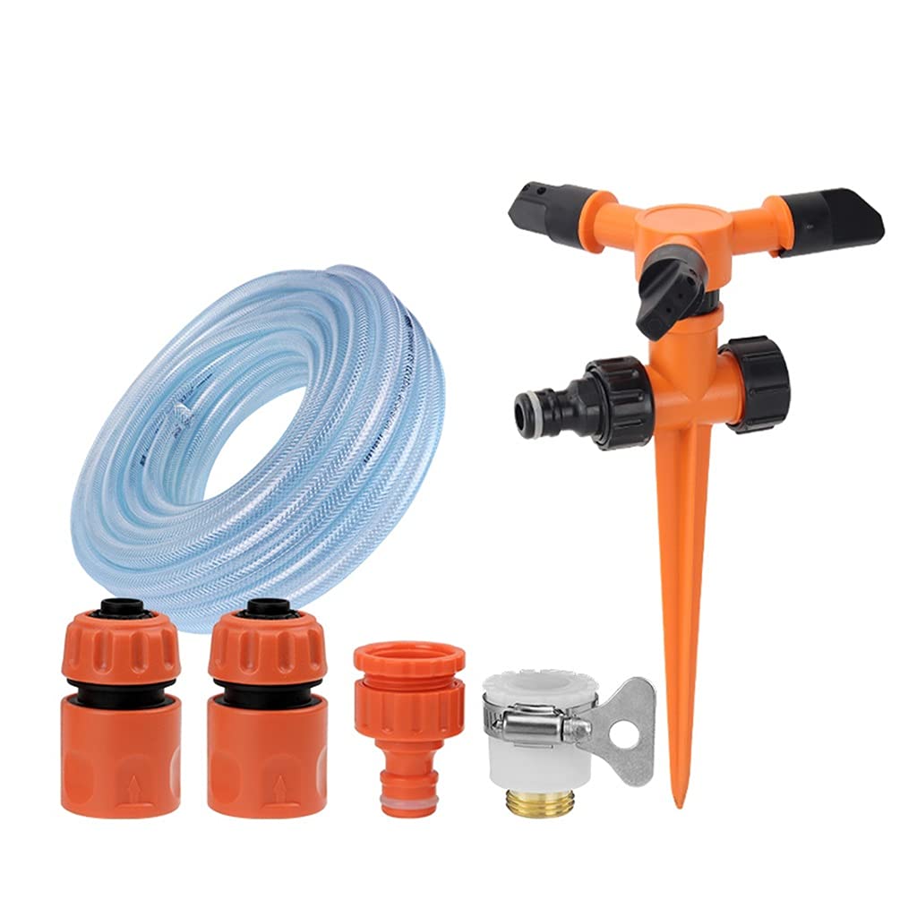 BBGS 3-Arm Lawn Sprinkler - 360° Rotating Adjustable Garden Water Sprinkler with Hose, Automatic Irrigation System for Lawn & Yard (40m) | Perfect for Watering Large Gardens, Lawns, and Landscaping Areas