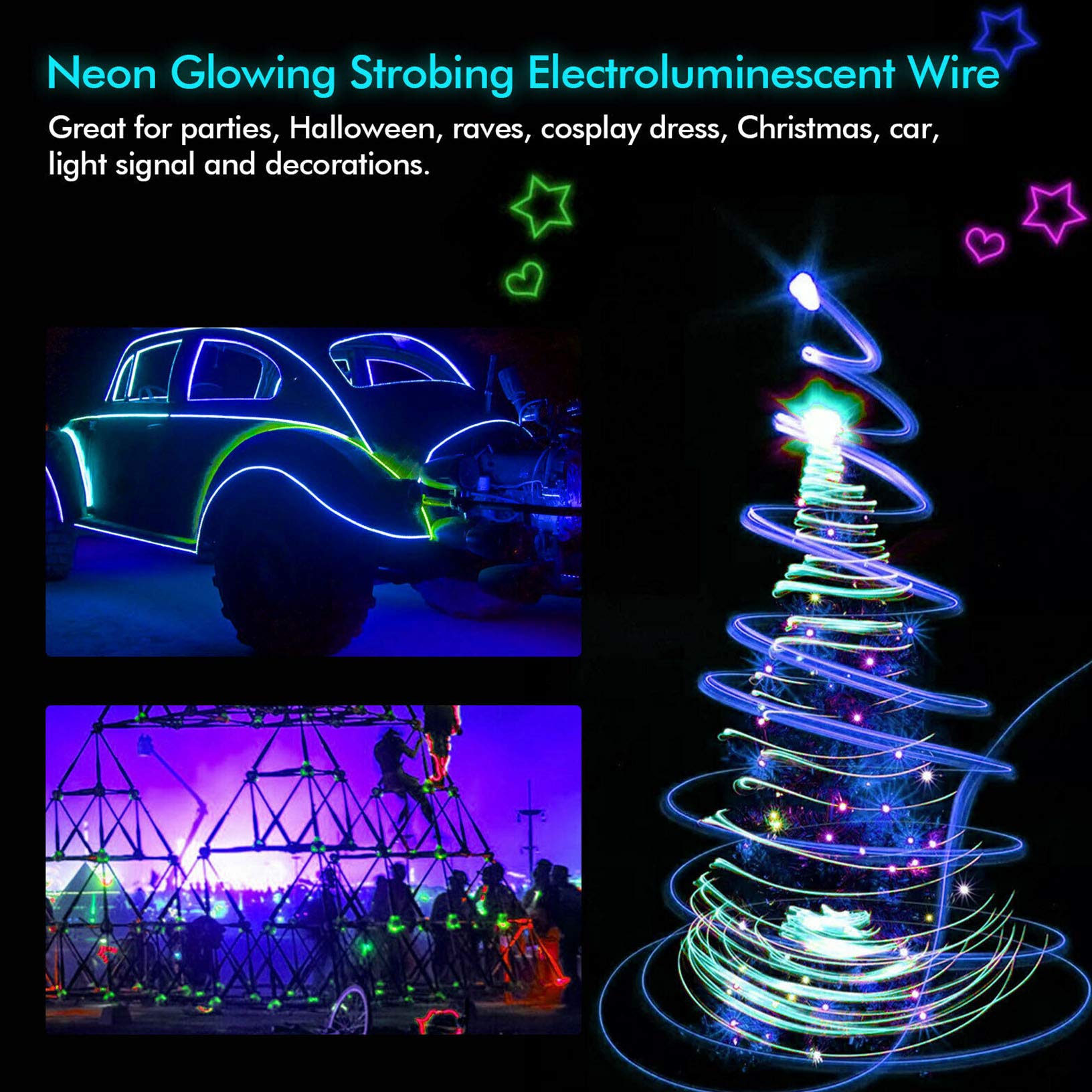 LED Atmosphere Glow EL Wire Neon String Strip Lights Rope Tube Lamp with Controller - Perfect for Bedroom Decor, Party Lighting, and Outdoor Events