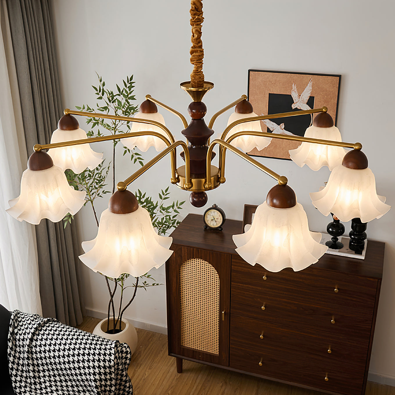 Elegant Blossom Flowers Chandelier - Floral Crystal Ceiling Light Fixture for Dining Room, Bedroom & Living Room Decor