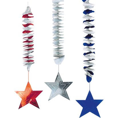 Patriotic Red White and Blue Dangling Cutouts - American Flag Themed Party Decorations for 4th of July, Memorial Day, Labor Day Celebrations & Home Decor