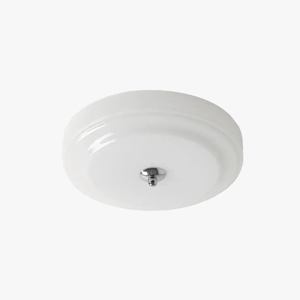 Round Glass Ceiling Light Fixture - Modern White Bedroom Lighting for Home Decor & Ambiance