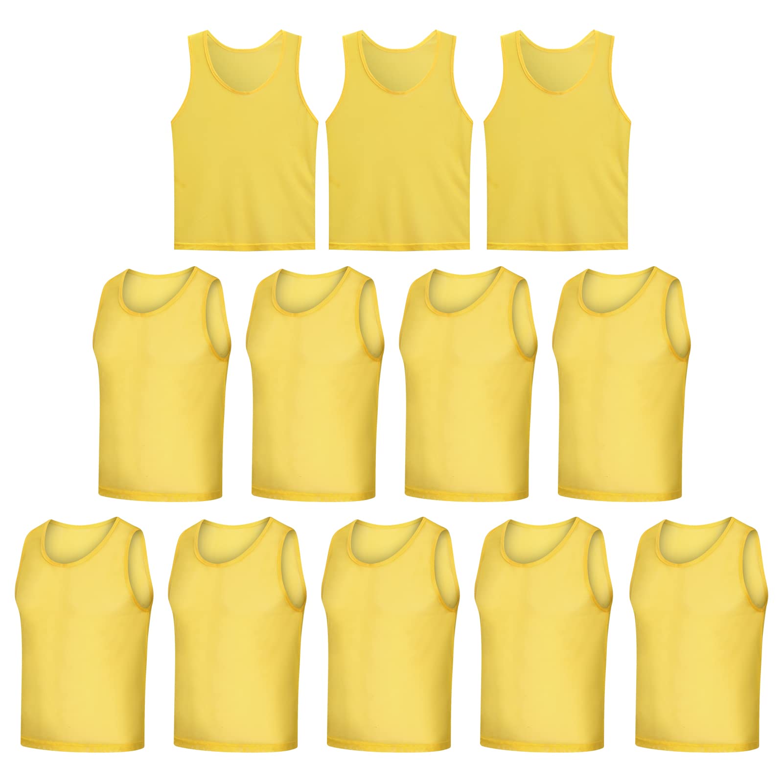 12 Pack Scrimmage Vests - Reversible Team Training Jerseys, Sports Pinnies & Soccer Practice Bibs with Carry Bag - Perfect for Soccer, Basketball, Football & PE Class Drills
