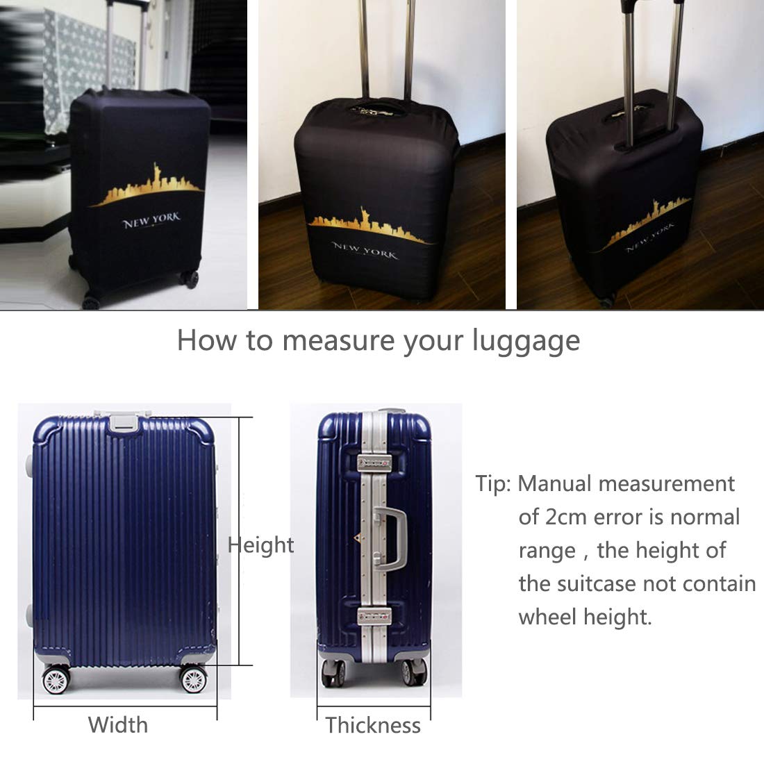 Washable Spandex Luggage Cover for Travel - Thickened Protective Suitcase Cover Fits 18/24/28/32 Inch Bags (XL 29