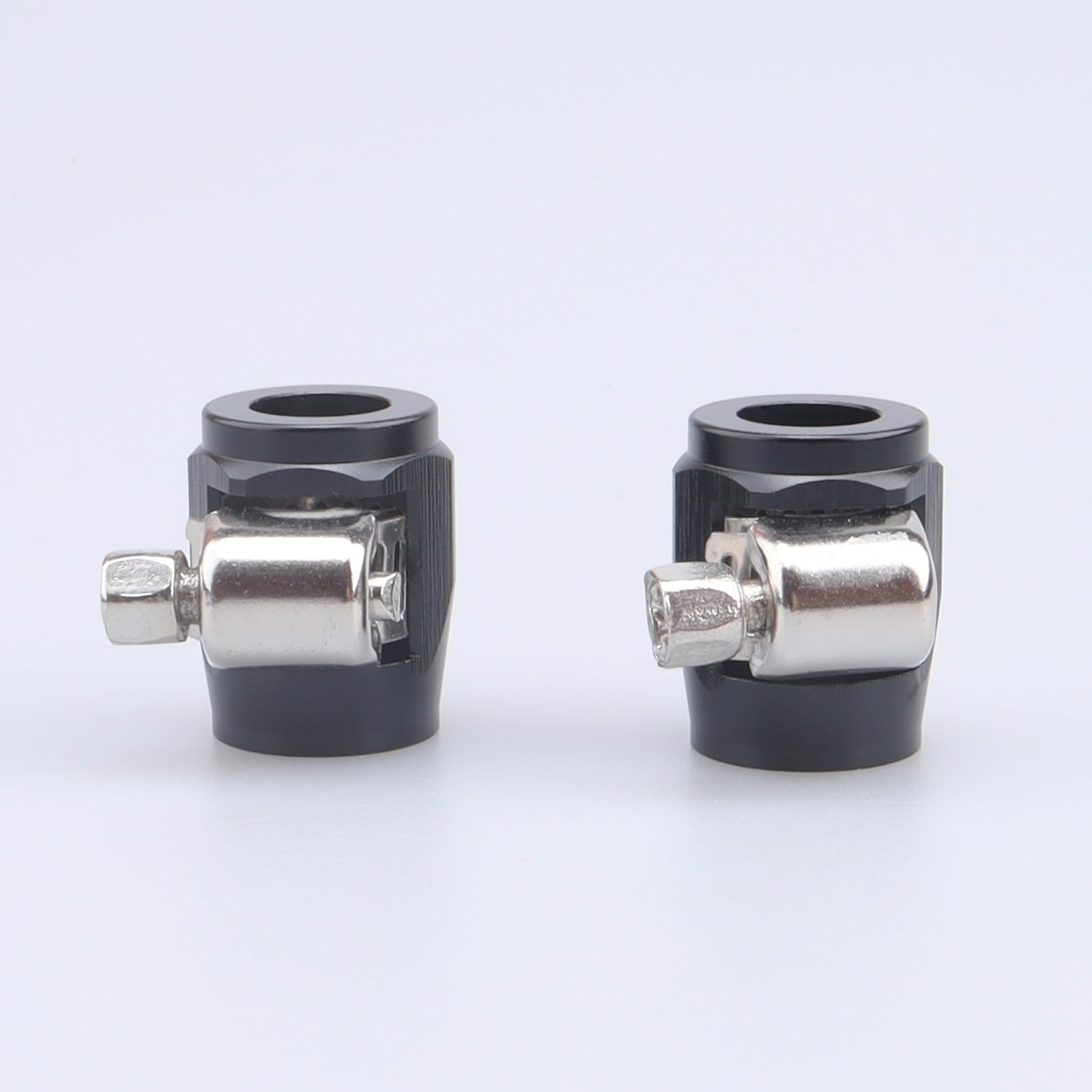 Black Aluminum -6 AN AN6 Hex Hose Finisher Clamp with Screw Band - Pack of 2 for 16mm (0.63