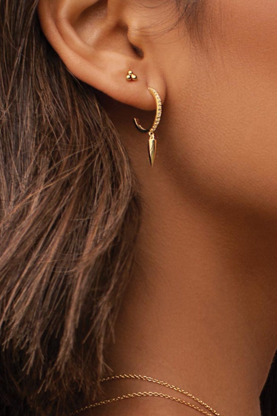 18k Gold Plated Dagger White Diamante Hoop Earrings for Women - Elegant Statement Jewelry for Parties, Weddings, and Night Out