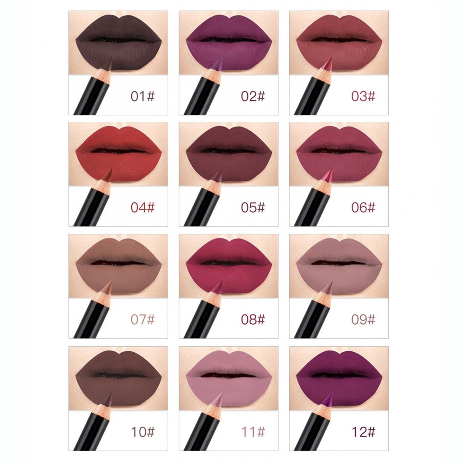 12 Colors Matte Lip Liner Pencil Set - Highly Pigmented, Long Lasting & Waterproof Lip Makeup - Smooth Soft Lip Liners for Natural Look | Perfect for Daily Use, Parties & Professional Makeup