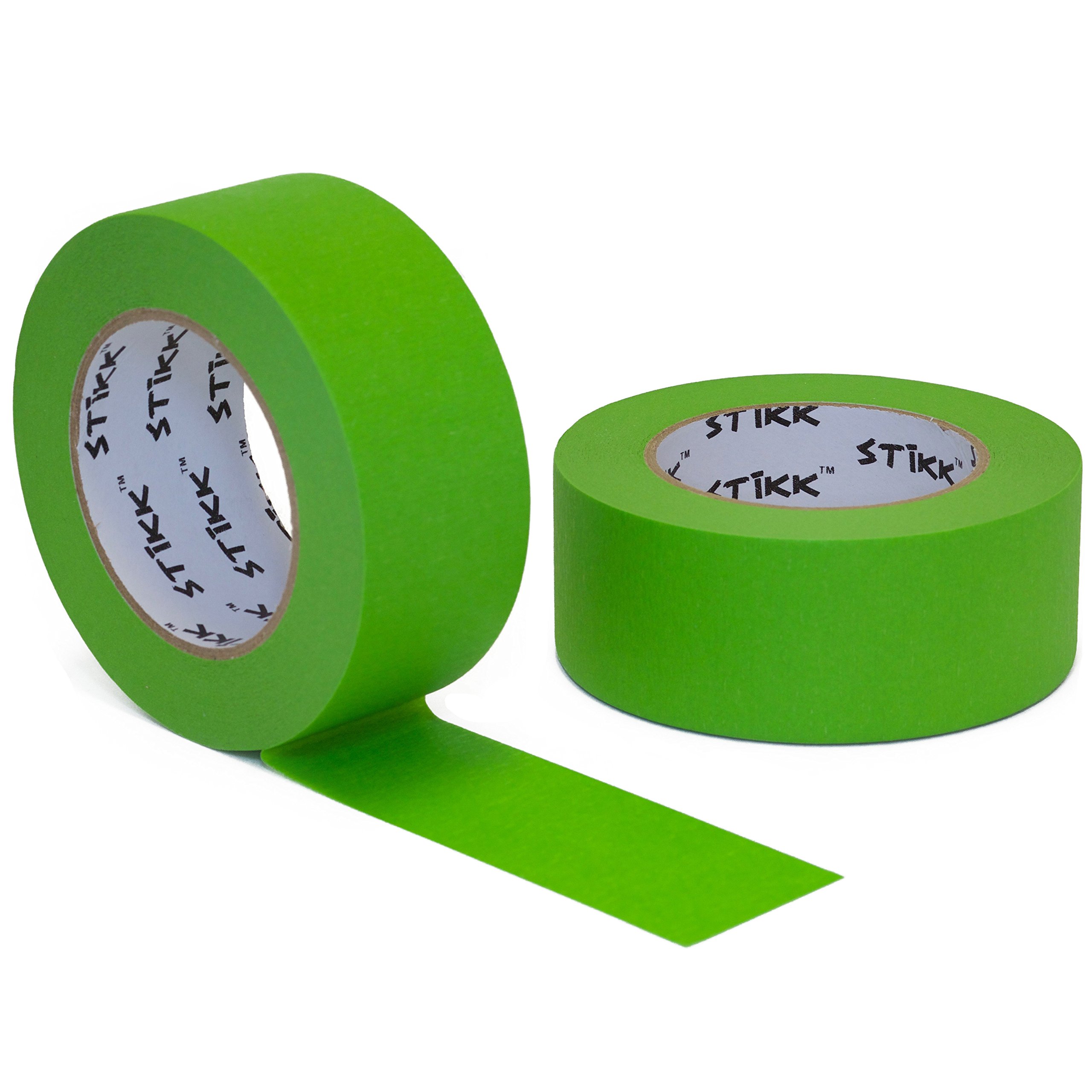 STIKK Premium Green Painter's Tape - 2 Pack (2 inch x 60 Yards) - Residue-Free Masking Tape for Walls, Edges, Trim & Ceilings - Perfect for DIY Painting Projects, Home Renovations & Professional Use - Ideal for Clean Lines & Sharp Paint Edges