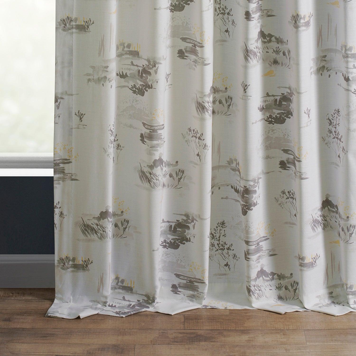 Patches Grey Emblem Textured Printed Cotton Curtain