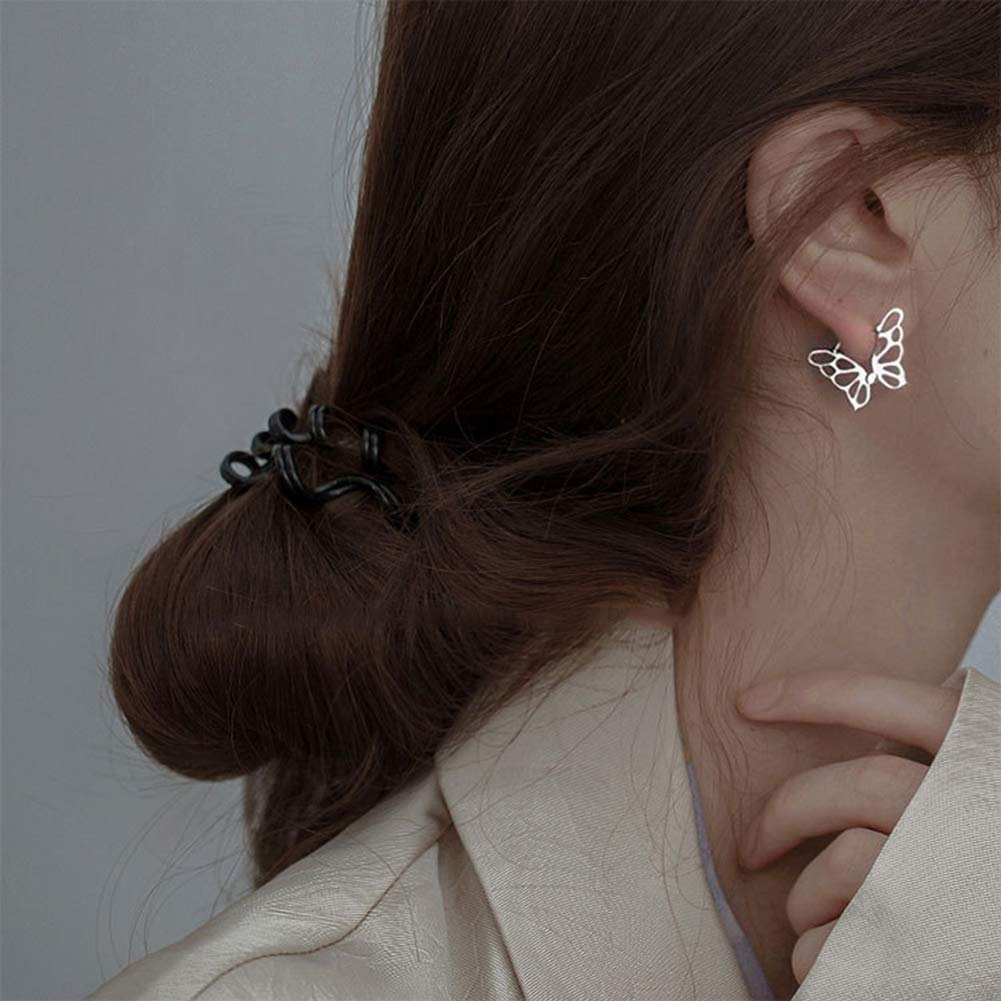 Fereendo Sterling Silver Butterfly Huggie Hoop Earrings for Women - Hypoallergenic White Gold Plated Fashion Jewelry Gift - Perfect for Date Nights, Parties & Everyday Wear