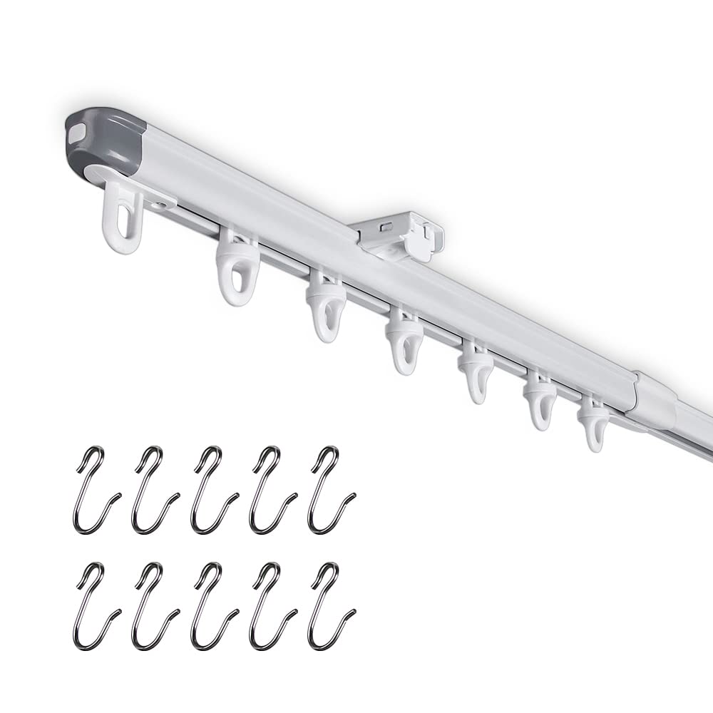 Adjustable Telescopic Ceiling Mount Curtain Track System (51-94 Inch) - White Room Divider for Home & Office Partition - Perfect for Living Rooms, Bedrooms, and Studio Spaces