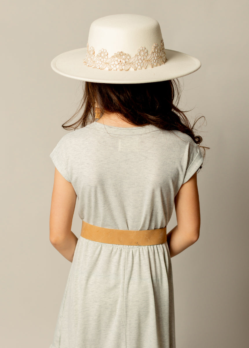 Amoura Dress in Heather Cloud - Elegant Casual Midi Dress for Women | Perfect for Office, Date Night & Summer Outings