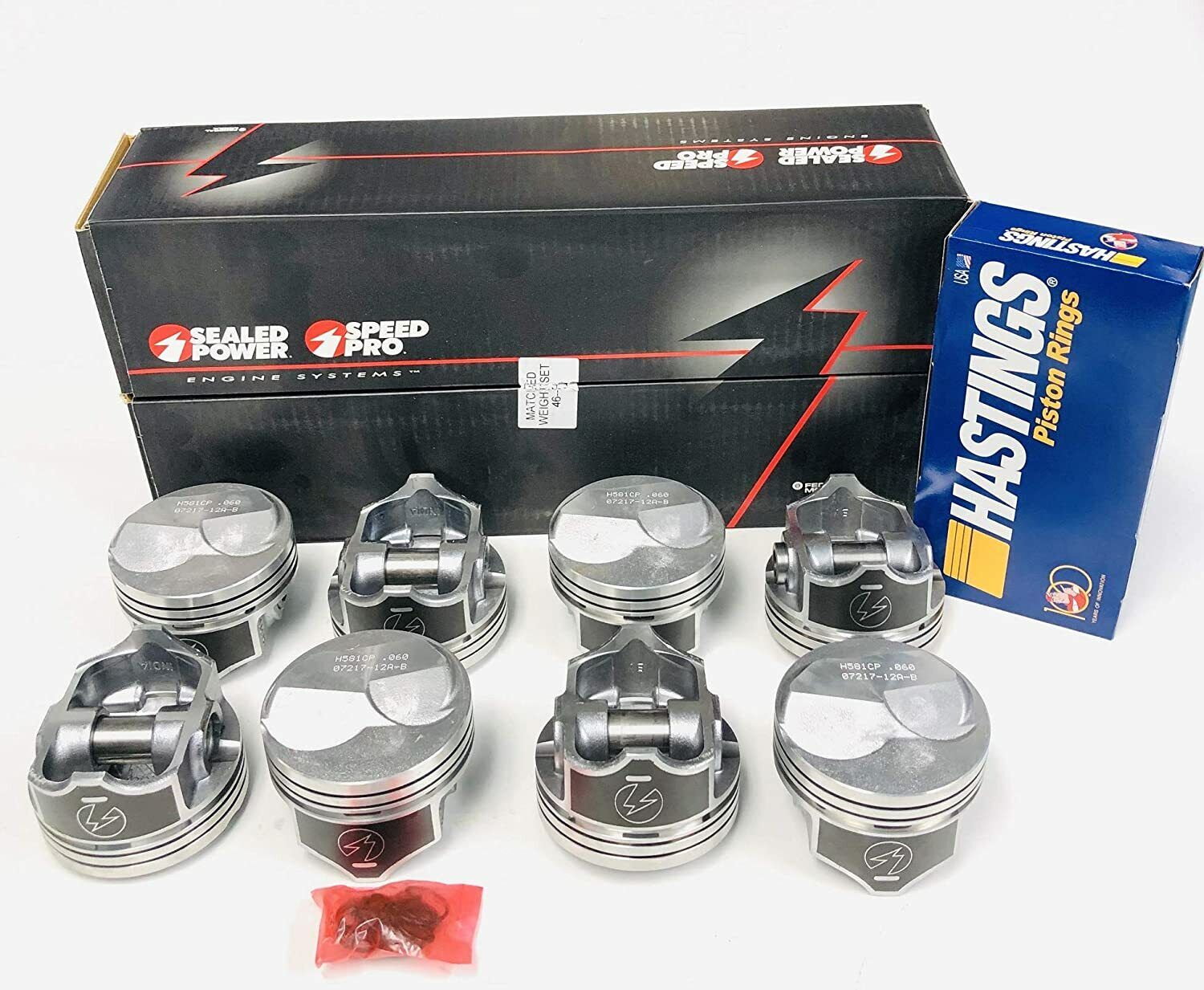 SPEED PRO Hypereutectic 30cc Dome Pistons with MOLY Rings Kit for Chevy Big Block 454 7.4L STD - High Performance Engine Upgrade for Racing, Towing & Street Use