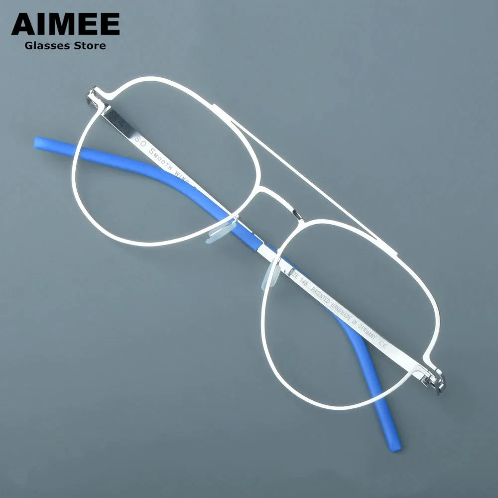 Aimee Unisex Full Rim Round Double Bridge Steel Eyeglasses 14657 | Stylish Lightweight Metal Frame Glasses for Men & Women | Perfect for Reading, Work, and Everyday Fashion