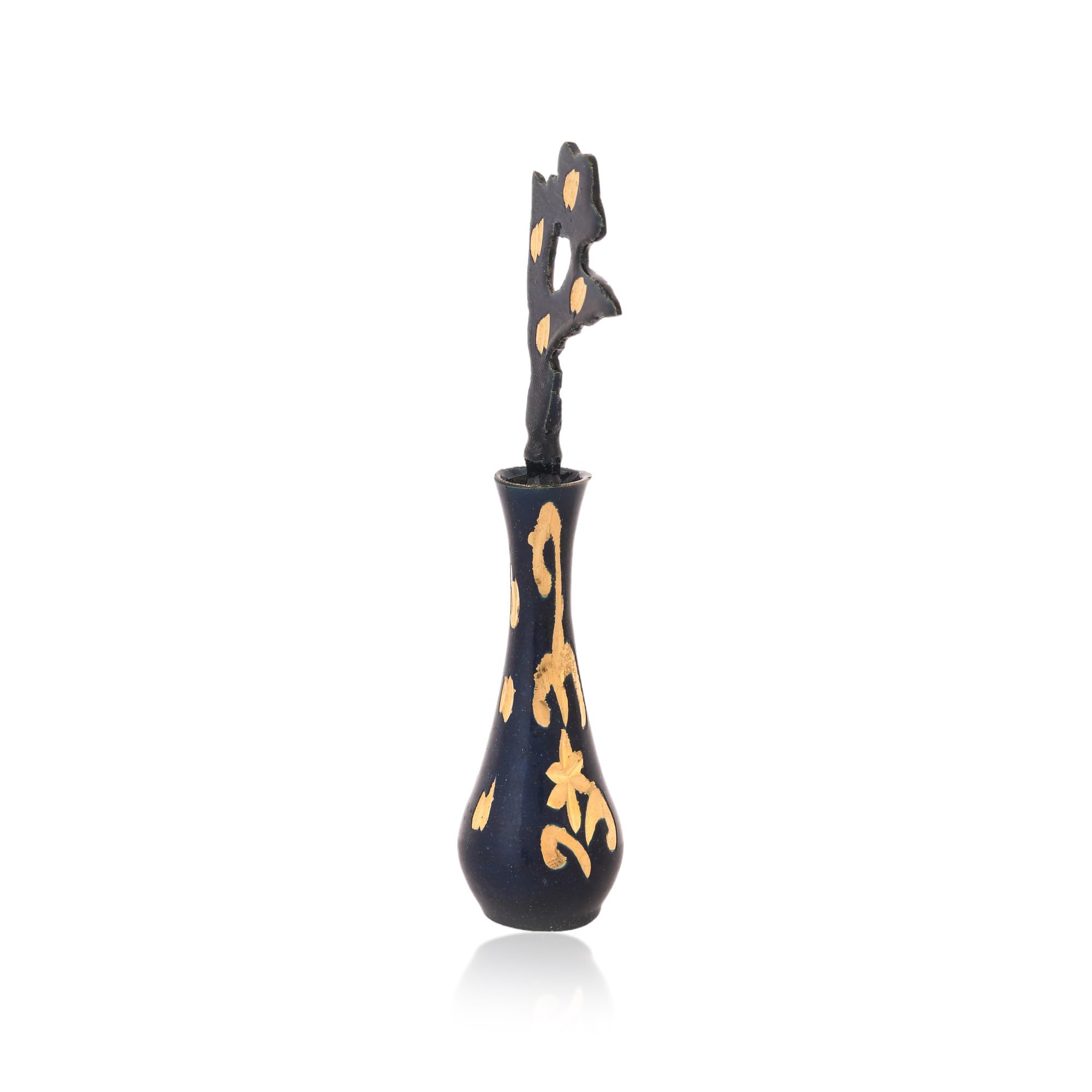 Premium Brass Surmadani Kajal Holder for Women - Elegant Blue Eye Kohl Container | Perfect for Traditional Makeup & Festive Occasions