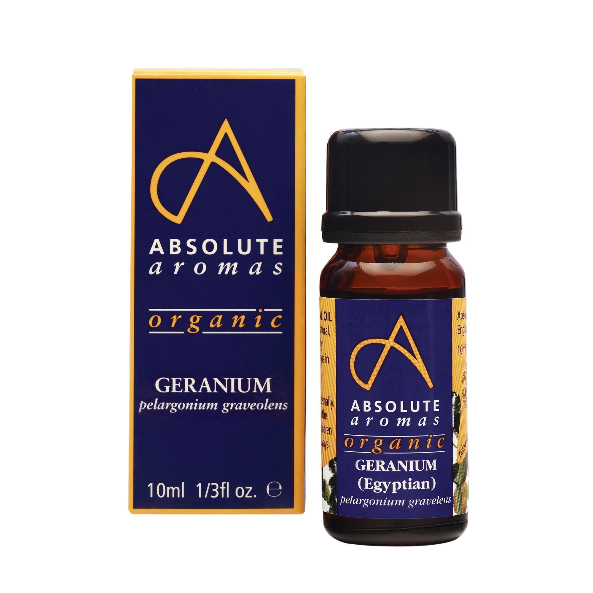 Absolute Aromas Organic Geranium Egyptian Essential Oil 10mL - Pure Aromatherapy Oil for Relaxation, Skin Care & Home Diffuser