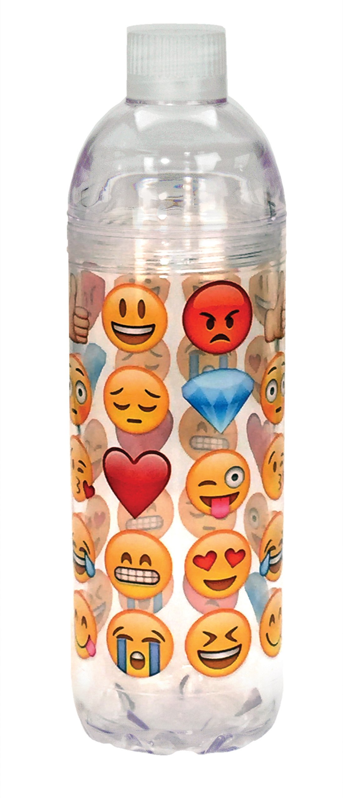 Spoontiques Emoji Acrylic Water Bottle with Straw - 20oz BPA-Free Leakproof Tumbler for Kids & Adults - Fun Multicolor Design for School, Gym, Office & Outdoor Activities