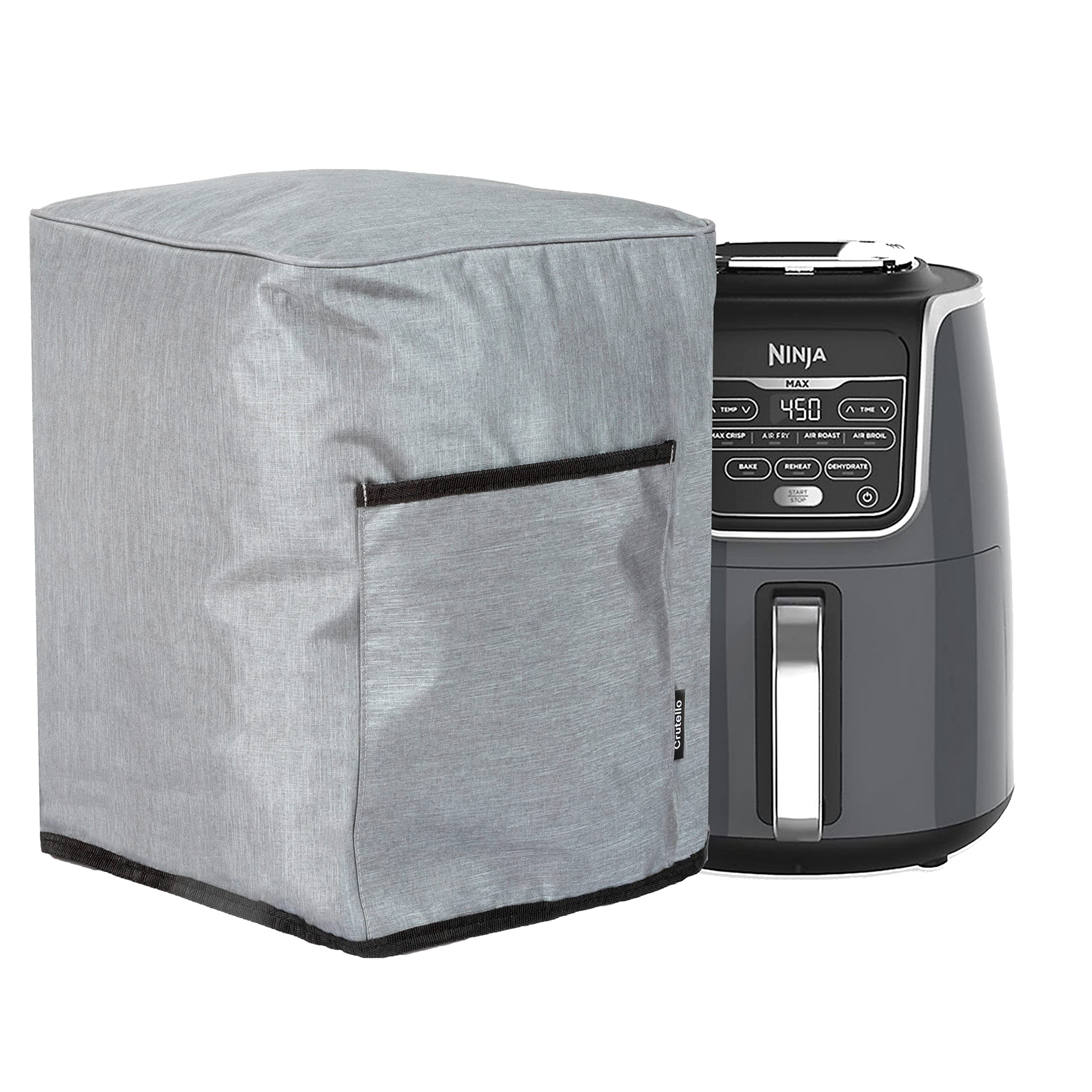 Crutello Air Fryer Cover with Storage Pockets for 5.5 Quart Fryers - Dust Protection Cover for Small Kitchen Appliances - Perfect for Countertop Storage & Keeping Your Air Fryer Clean