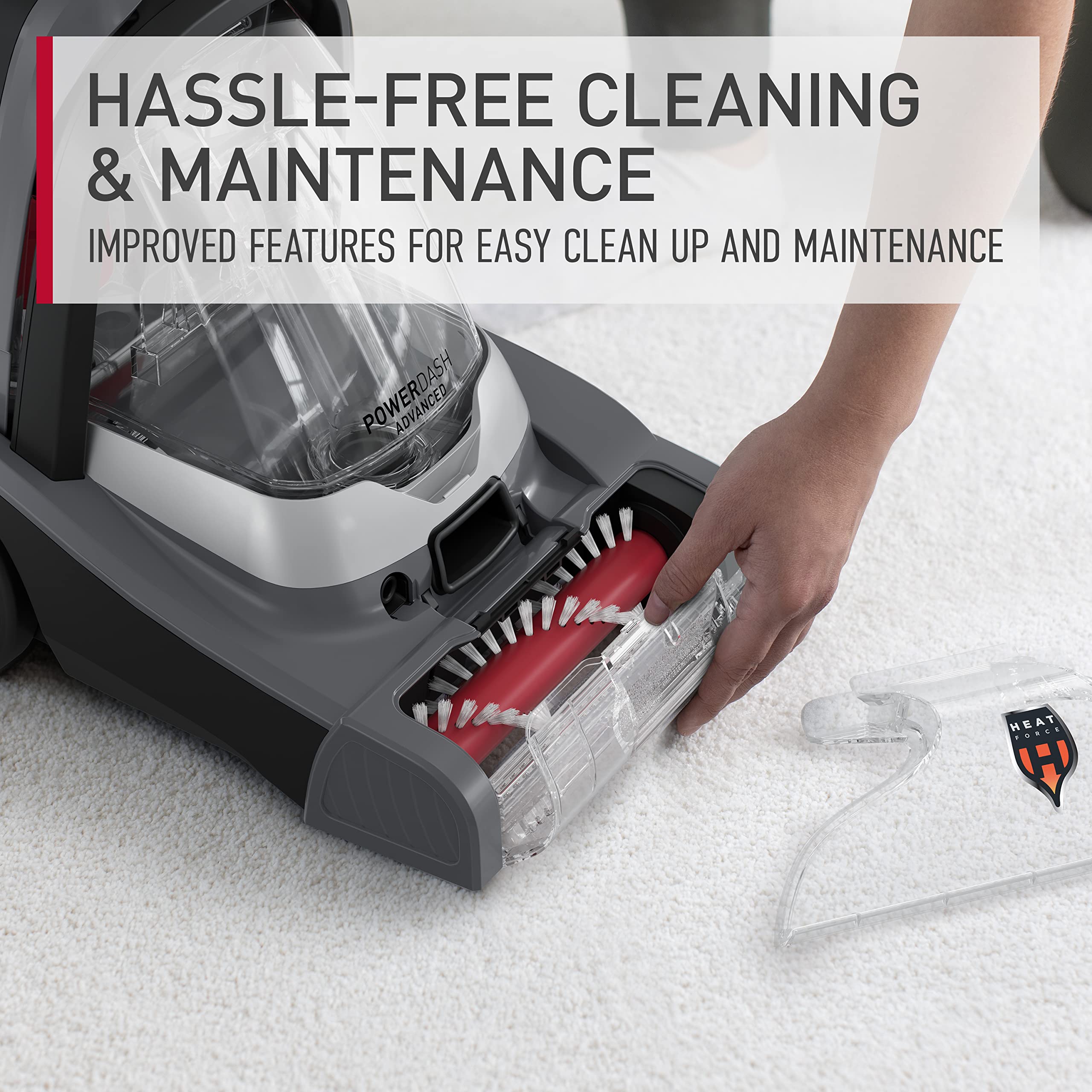 Hoover PowerDash Pet Advanced Compact Carpet Cleaner Machine for Pet Hair & Stains - Lightweight Carpet Shampooer with Above Floor Cleaning - Perfect for Homes with Pets, Kids & High-Traffic Areas - Use with Hoover Cleaning Solution for Fresh, Bright Carpets