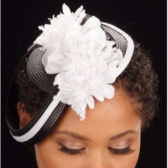 Elegant Black & White Cocktail Hat with Flower for Women - Perfect for Weddings, Parties & Special Occasions